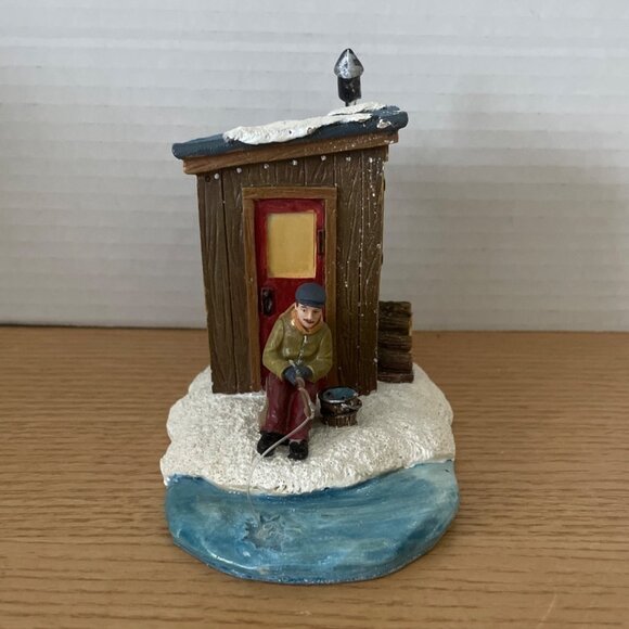 St Nicholas Square Goin Fishing Christmas Village Accessory Ice Fishing Retired - Picture 4 of 14